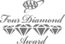 The image shows a logo with "AAA Four Diamond Award" written and illustrated with four diamond shapes in a row at the center.