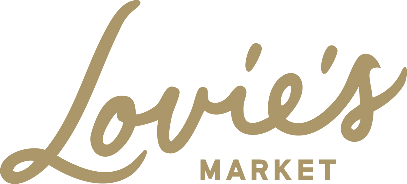 The image features the text "Lovie's Market" in a stylized font, with "Lovie's" in a script style and "MARKET" in uppercase letters.